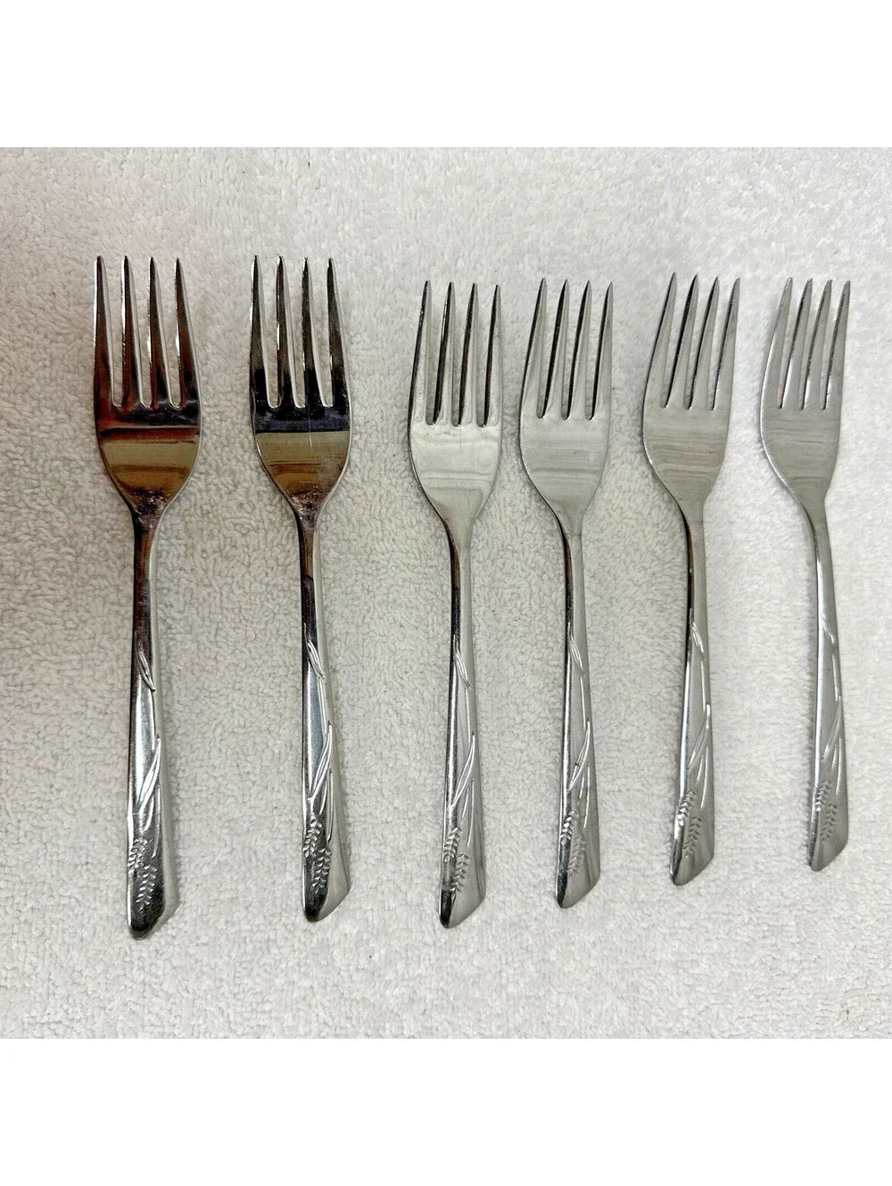 Silco Stainless Flatware Silverware Six Salad/dessert Forks Wheat Pattern
